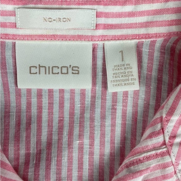 Chico’s 100% linen button down shirt ties on the waist size 1 (or regular M) - Picture 2 of 8